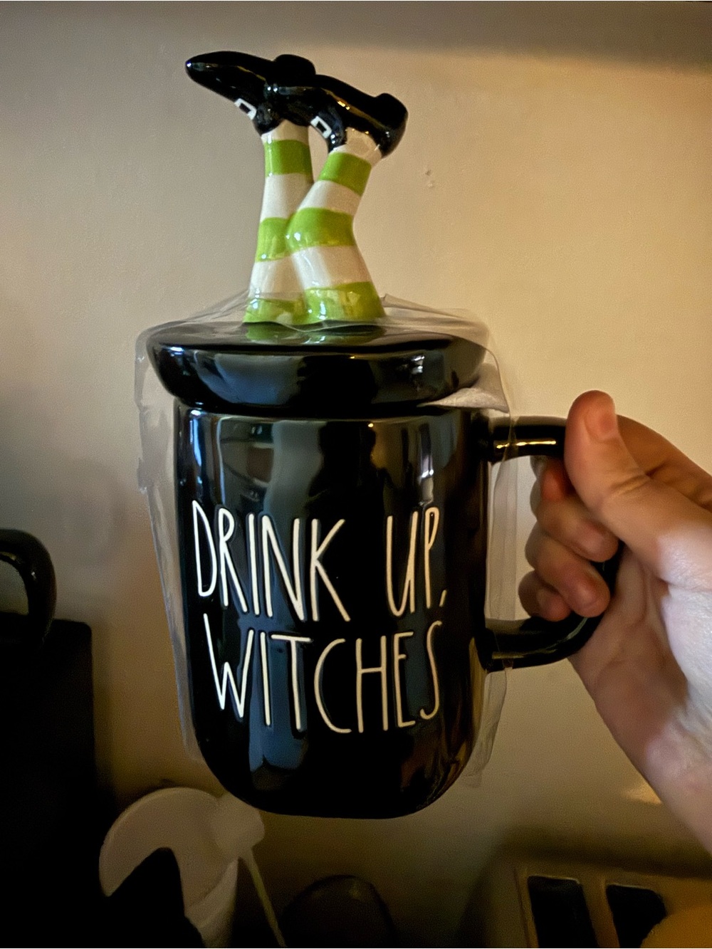 Rae Dunn drink up witches topper mug.